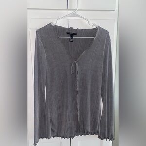 Gray V-Neck Women's Top